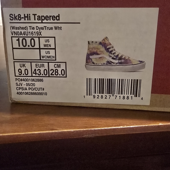 NEW VANS SK8-HI Tapered Skate Shoe Washed Tie Dye Canvas Sneakers Men's 10 - Picture 8 of 9